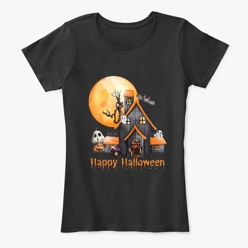 Halloween| witch & haunted house tees