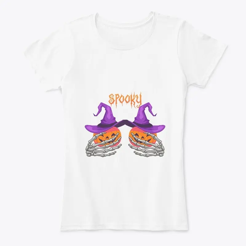 spooky| skull hands| pumpkin t-shirt