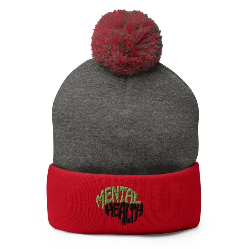 MENTAL HEALTH Pom Pom Knit Cap